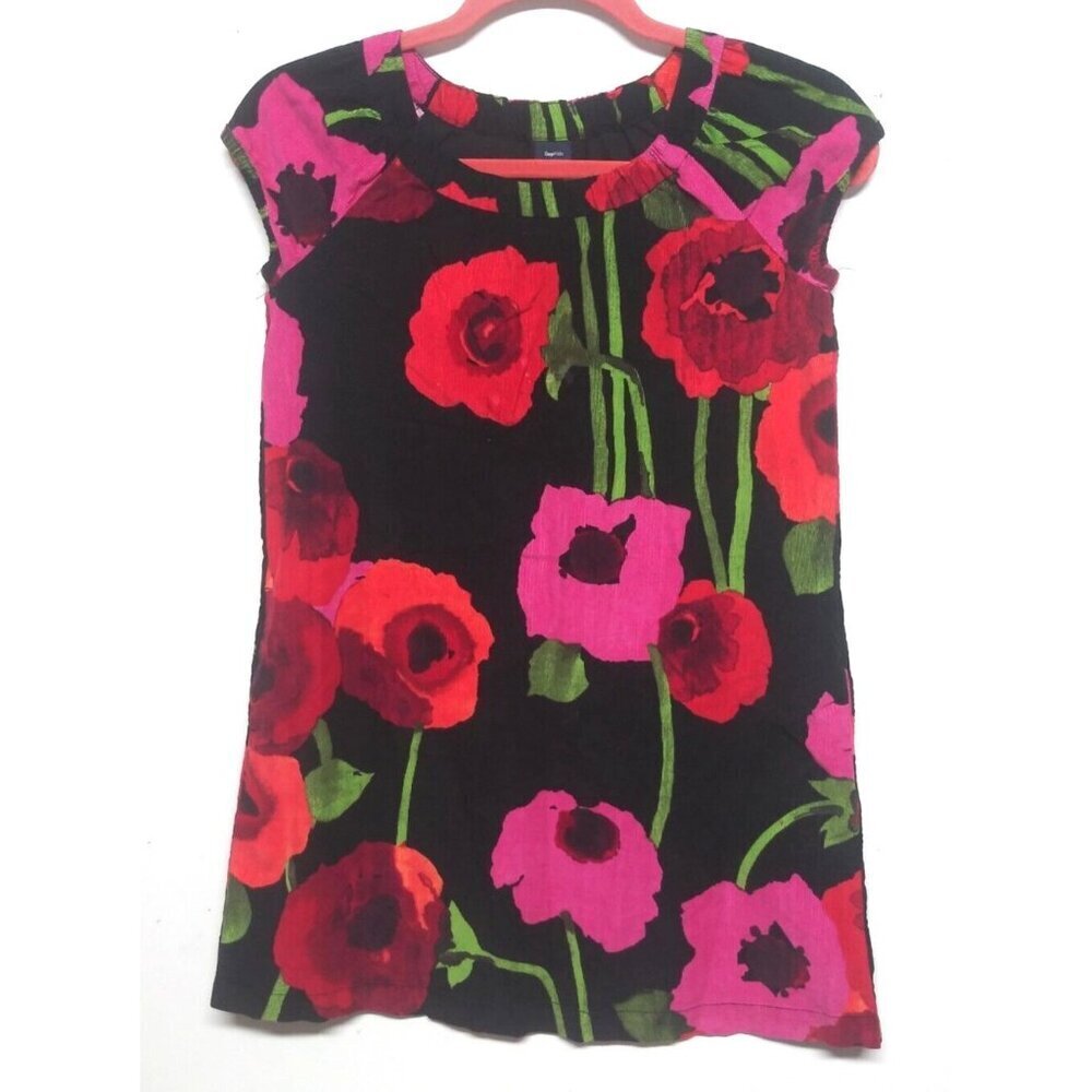 GAPkids dress girls Floral soft Corduroy Sz L 10 shift American In Paris cap slv